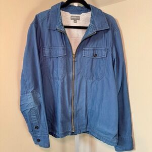 LL Bean Signature Slim Fit Zip Up Utility Jacket Blue Cotton Men XL